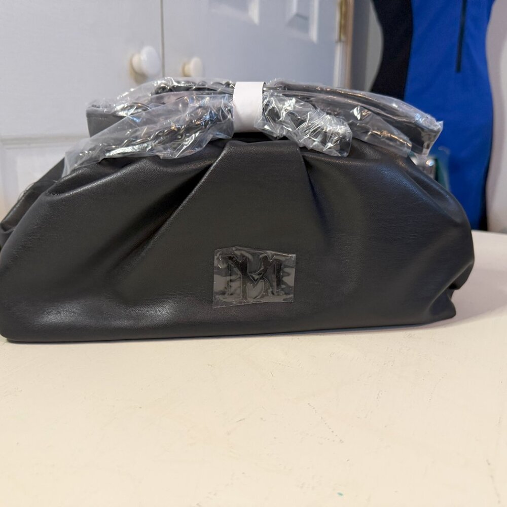 BADGLEY MISCHKA WRAPPED FRAME CLUTCH WITH CHAIN STRAP -  Black, Vegan, NWT